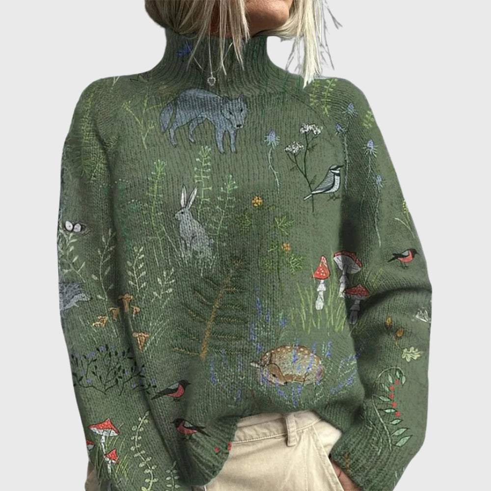 Esmelia | Women's Knit Cozy Warm Turtleneck Sweater — Green
