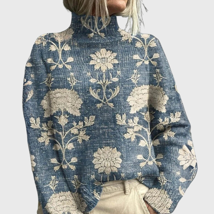 Esmelia | Women's Knit Cozy Warm Turtleneck Sweater — Light Blue