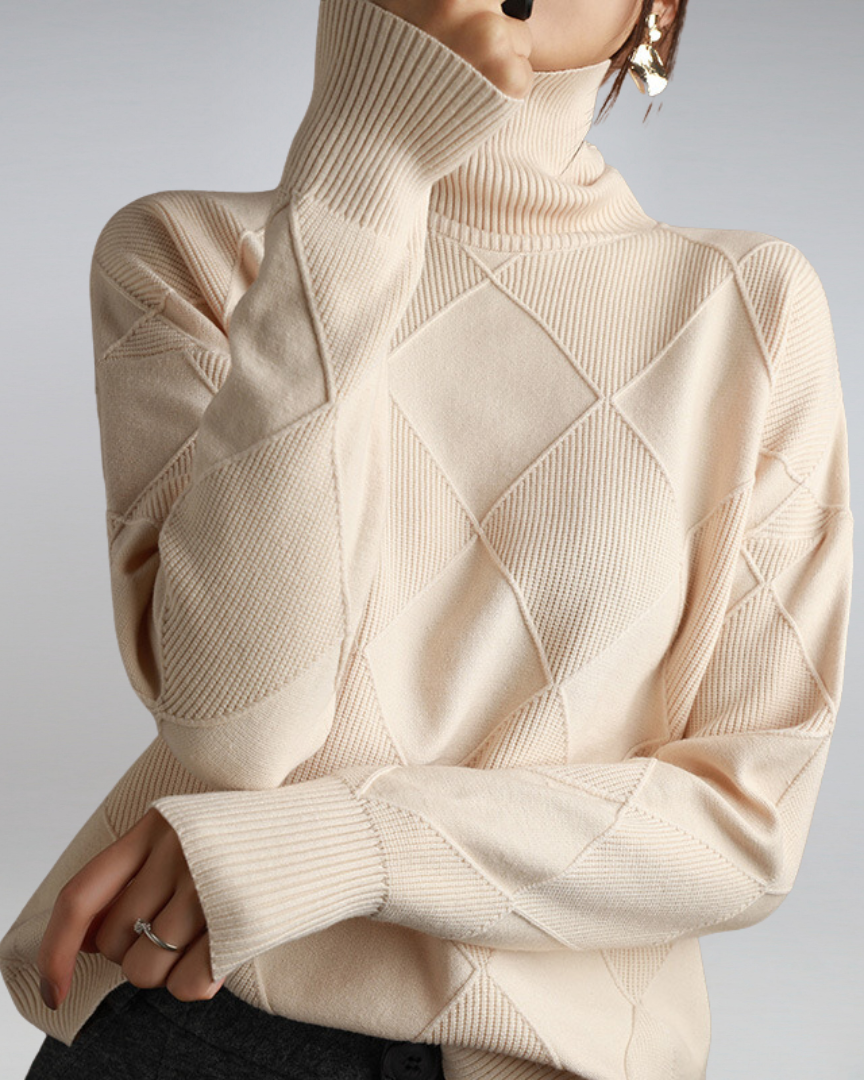 Esmethea | Women's Cozy Elegant And Versatile Relaxed Turtleneck Sweater — 2