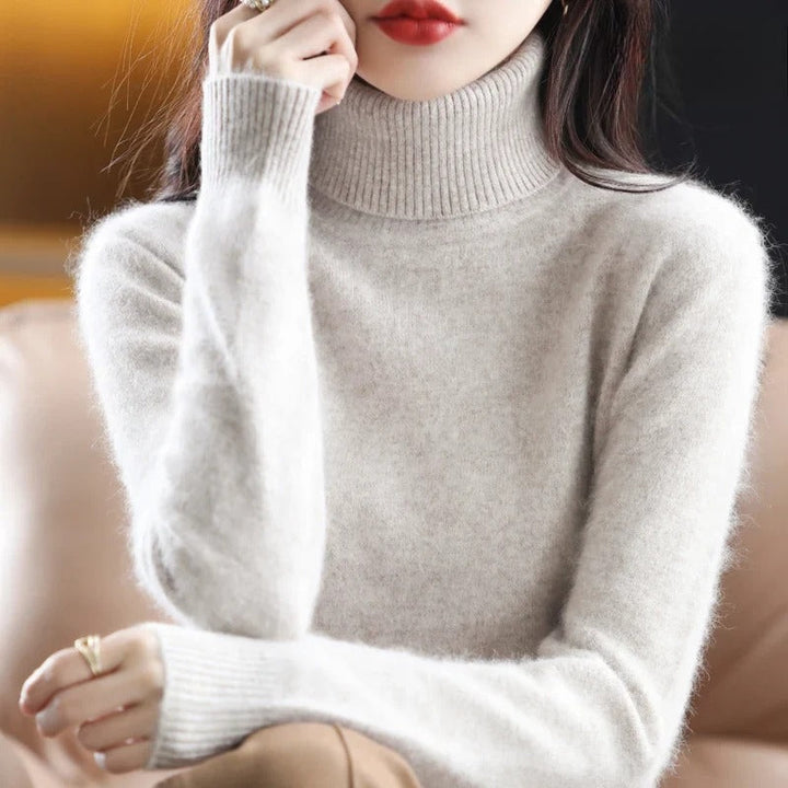 Esmirique | Women's Cozy Cashmere Turtleneck Sweater for Warmth and Comfort — Khaki