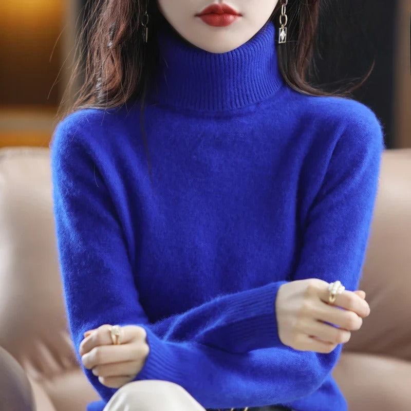 Esmirique | Women's Cozy Cashmere Turtleneck Sweater for Warmth and Comfort — Royal Blue