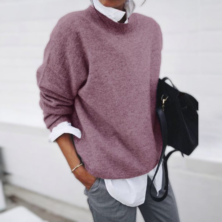 Esmise | Women's Soft Cashmere Look Loose Fit Sweater for Cozy Comfort — Pink