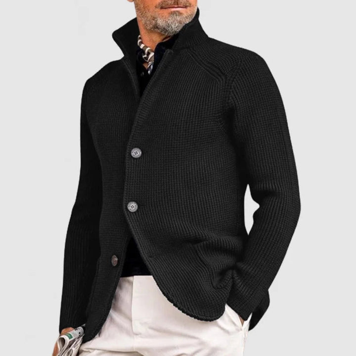 Esmyra | Women's Cozy Knit Button Cardigan — Black