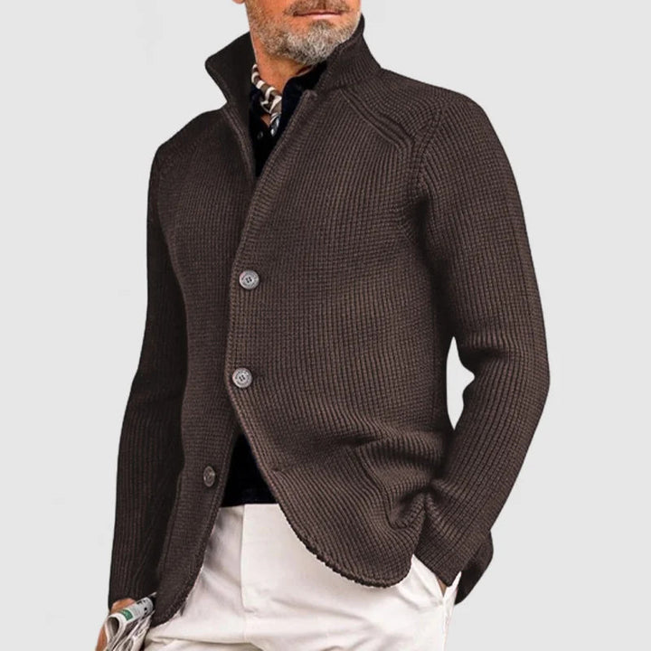 Esmyra | Women's Cozy Knit Button Cardigan — Brown