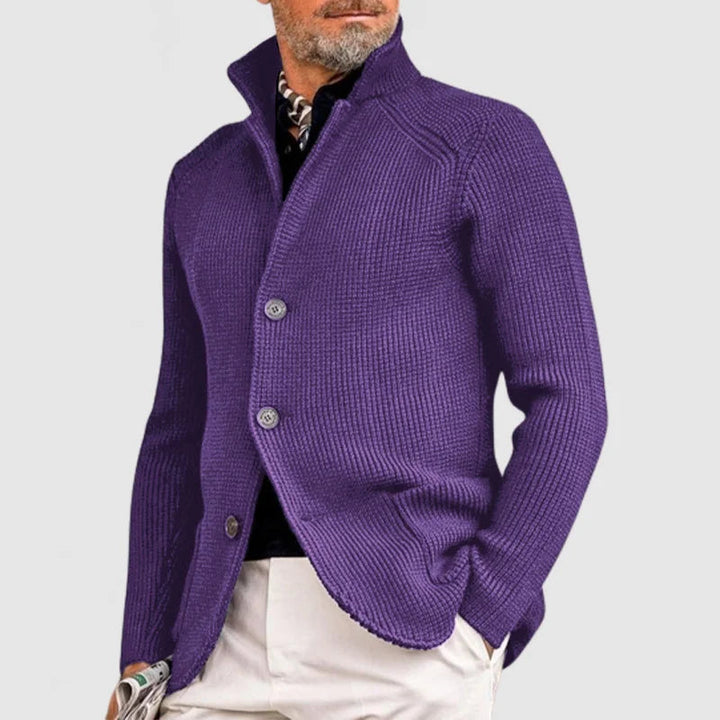 Esmyra | Women's Cozy Knit Button Cardigan — Purple
