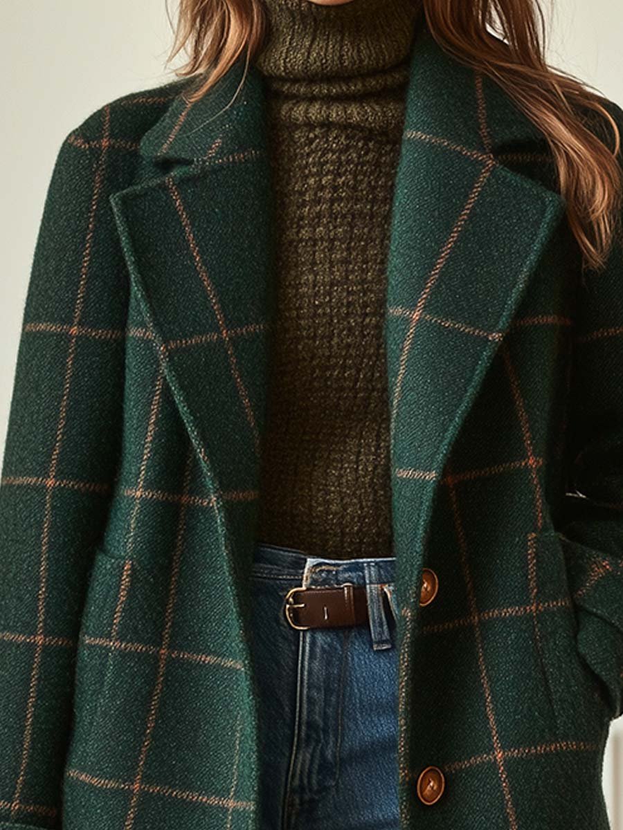 Eulalia | Women's Casual Stretch Plaid Mid-Length winter Coat Tops — 2