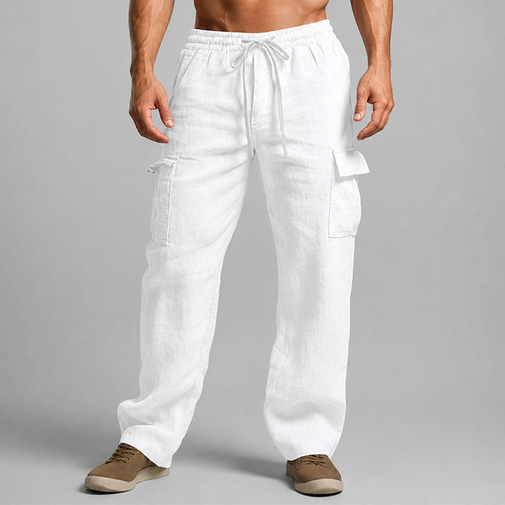  Female model in everyday cargo pants with a relaxed fit on a plain background.