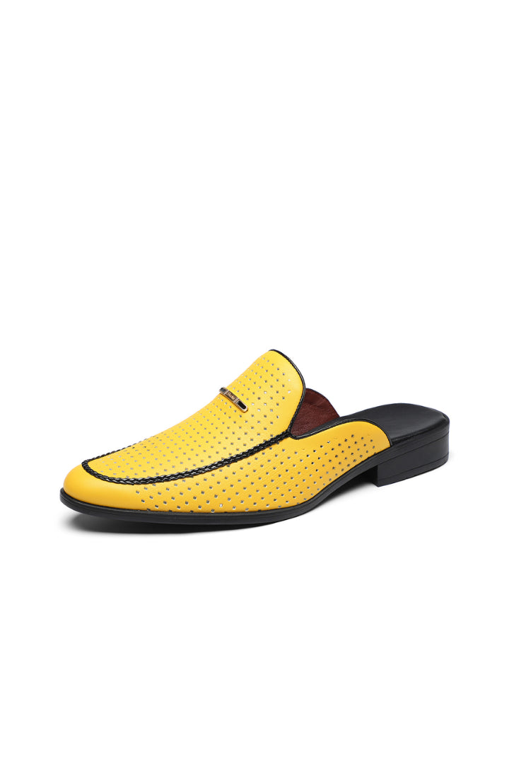 Ezekiel | Men's Orthopedic Comfort Slip-On Anson Perforated Loafer Mule - Yellow — 1