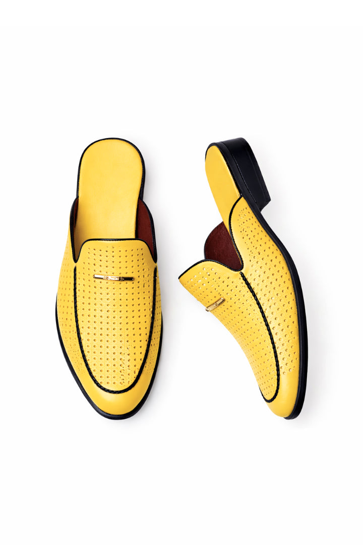 Ezekiel | Men's Orthopedic Comfort Slip-On Anson Perforated Loafer Mule - Yellow — 2