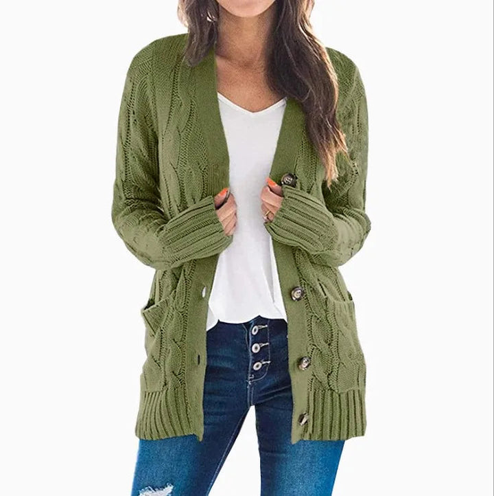 Faeanthe | Women's Cardigan Sweater Cable Knit Oversized Button Down Everyday Wear