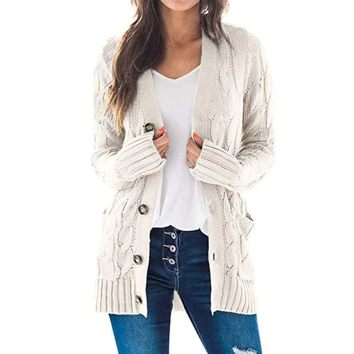 Faeanthe | Women's Cardigan Sweater Cable Knit Oversized Button Down Everyday Wear