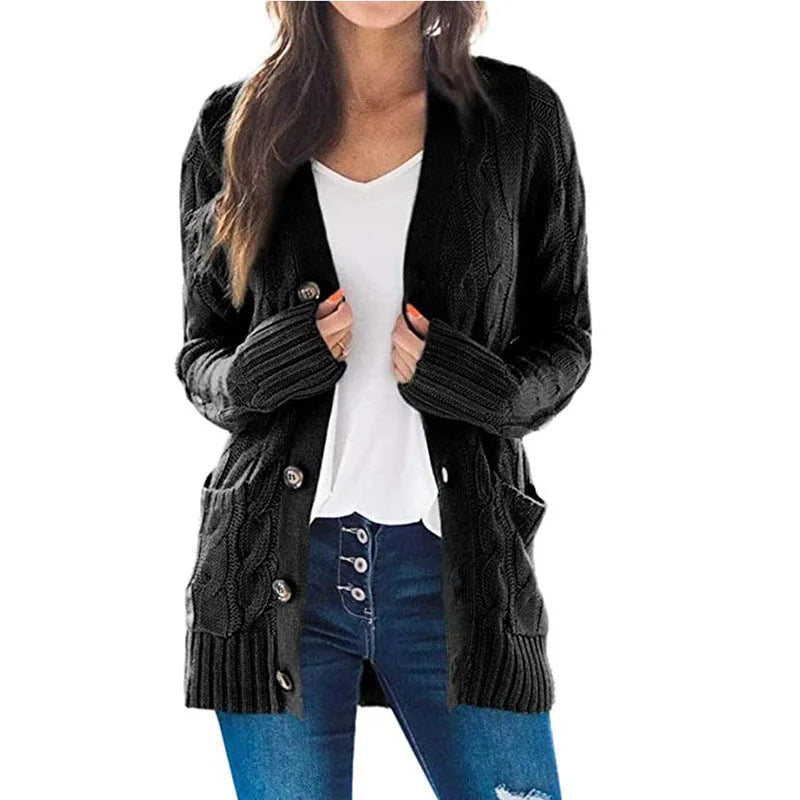 Faeanthe | Women's Cardigan Sweater Cable Knit Oversized Button Down Everyday Wear