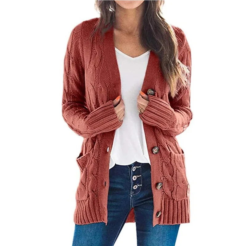 Faeanthe | Women's Cardigan Sweater Cable Knit Oversized Button Down Everyday Wear