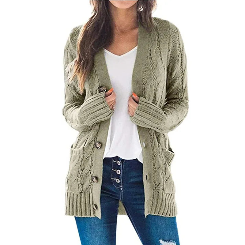 Faeanthe | Women's Cardigan Sweater Cable Knit Oversized Button Down Everyday Wear