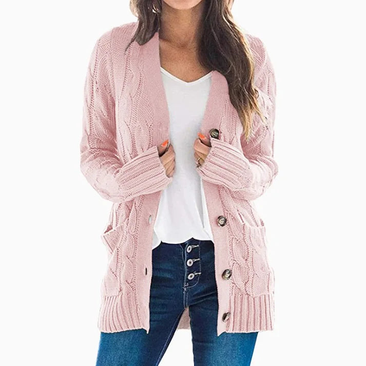 Faeanthe | Women's Cardigan Sweater Cable Knit Oversized Button Down Everyday Wear