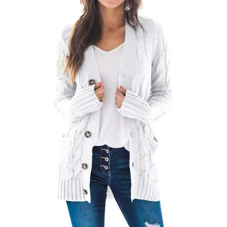 Faeanthe | Women's Cardigan Sweater Cable Knit Oversized Button Down Everyday Wear