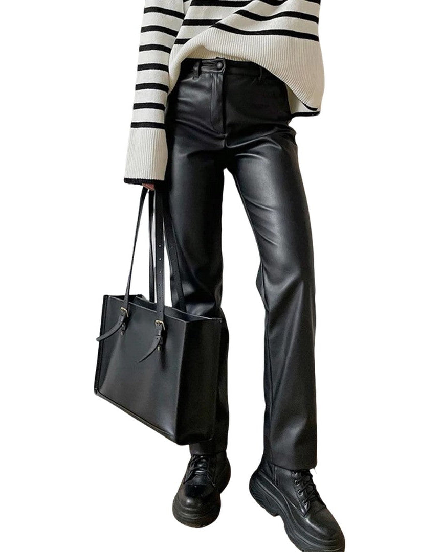 Faelaria | Women's Slim Zipper Pencil Trouser Pants — Black