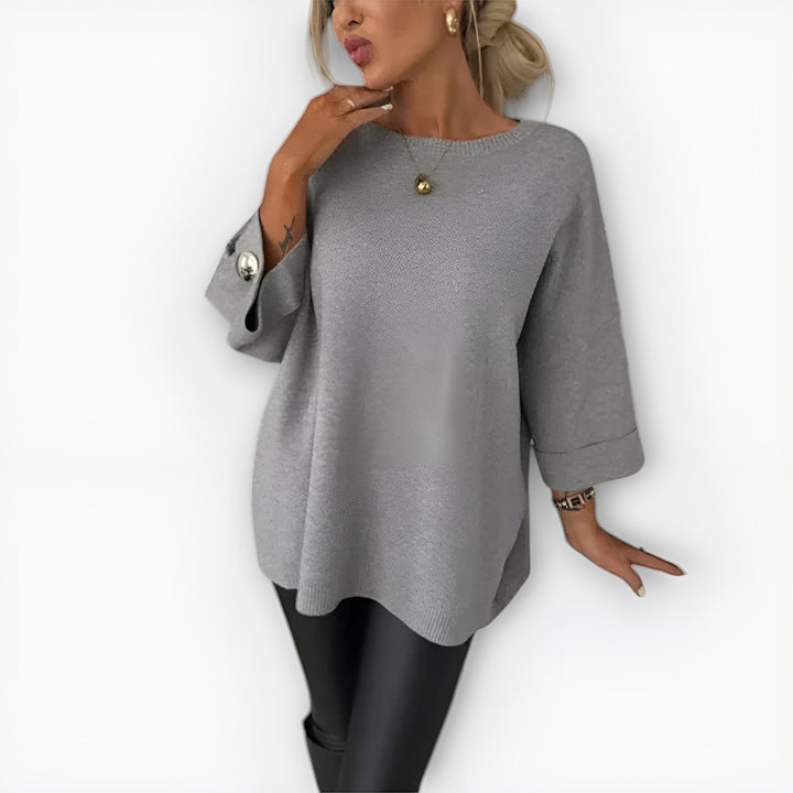 Faelia | Women's Knit Cozy Oversized Three-Quarter Sleeve Sweaters — 1