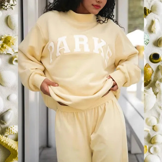 Fayeora | Women's Mock Neck Sweatshirt Varsity Knit Cozy Casual Outfit