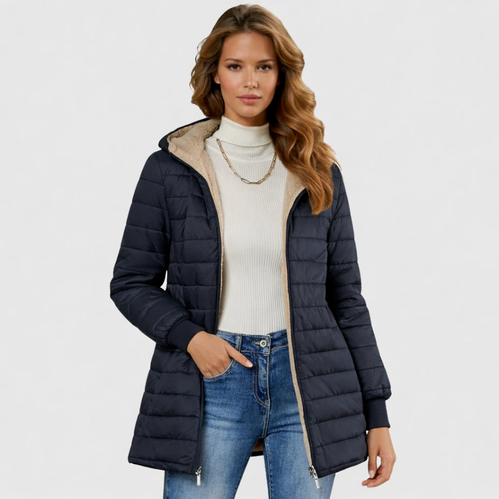 Felicity | Women's Lightweight Casual Cozy Sherpa-Lined winter Jacket — Blue