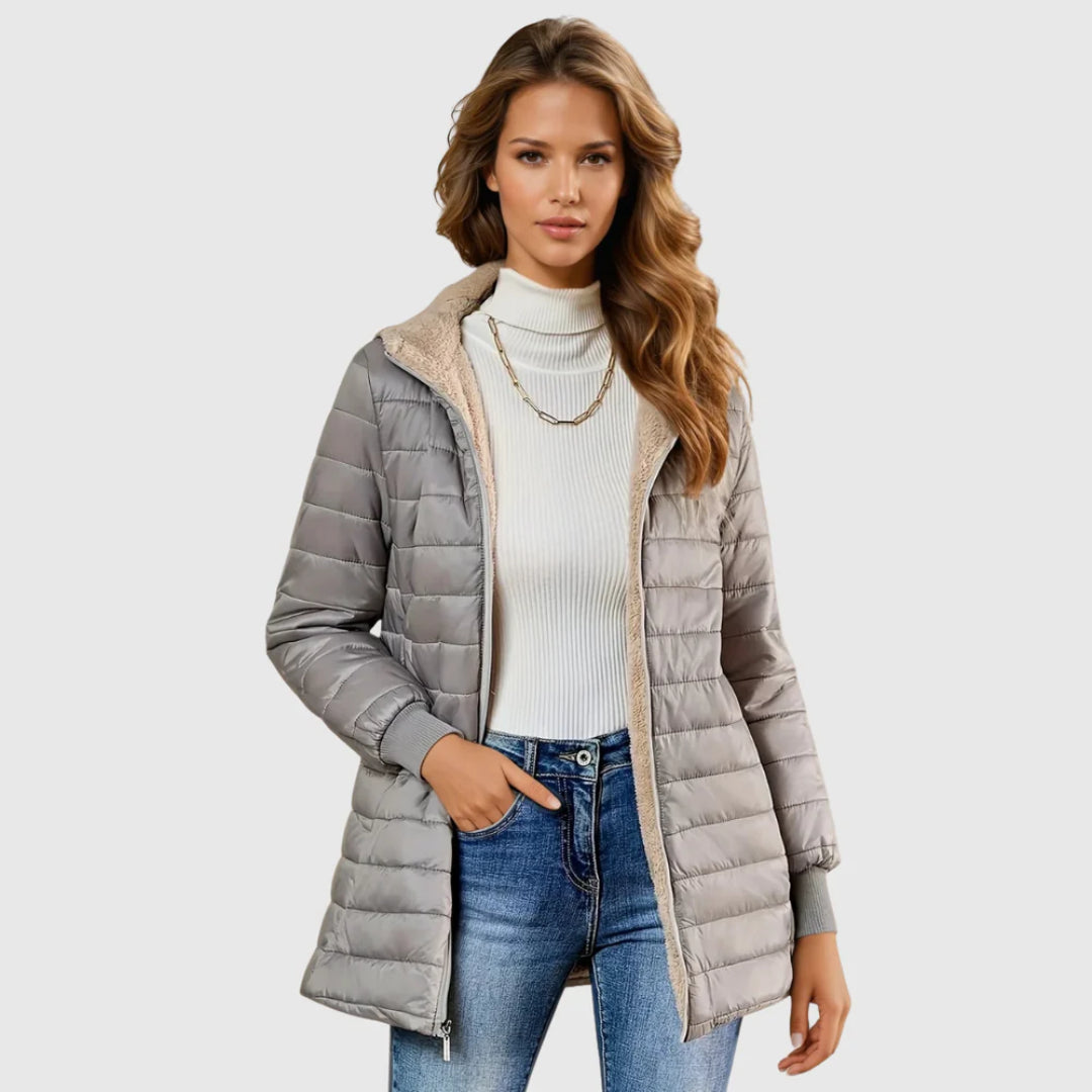 Felicity | Women's Lightweight Casual Cozy Sherpa-Lined winter Jacket — Gray
