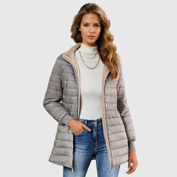 Felicity | Women's Lightweight Casual Cozy Sherpa-Lined winter Jacket — Gray