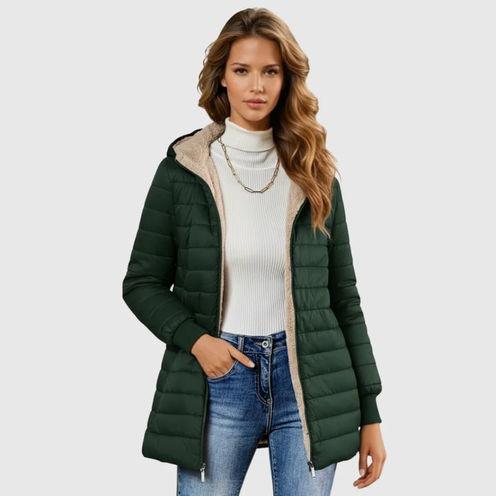 Felicity | Women's Lightweight Casual Cozy Sherpa-Lined winter Jacket — Green