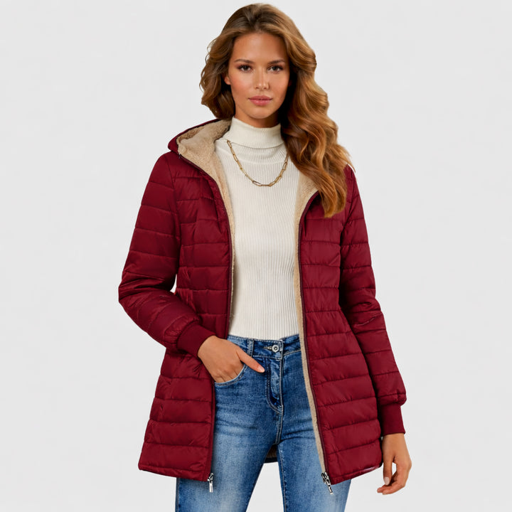 Felicity | Women's Lightweight Casual Cozy Sherpa-Lined winter Jacket — Red