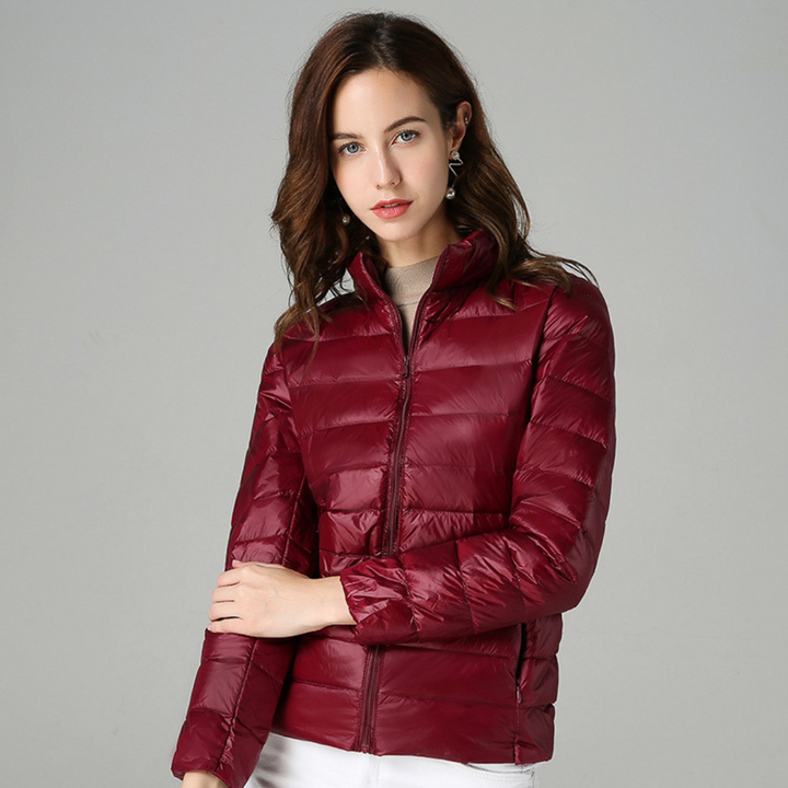 Fencine | Women's Packable Down Jacket – Ultra-Light Puffer Jacket — Garnet