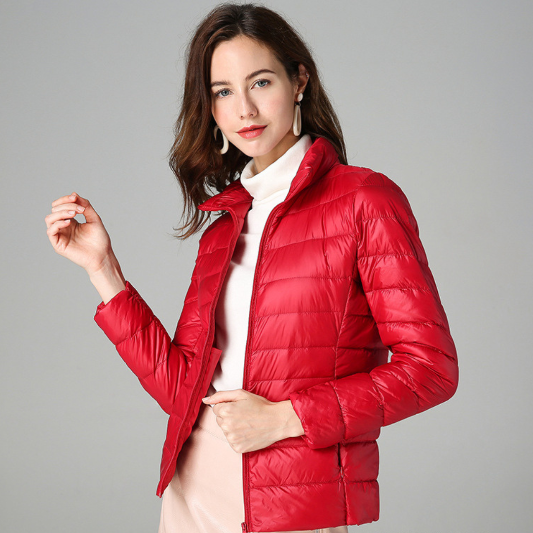 Fencine | Women's Packable Down Jacket – Ultra-Light Puffer Jacket — Red