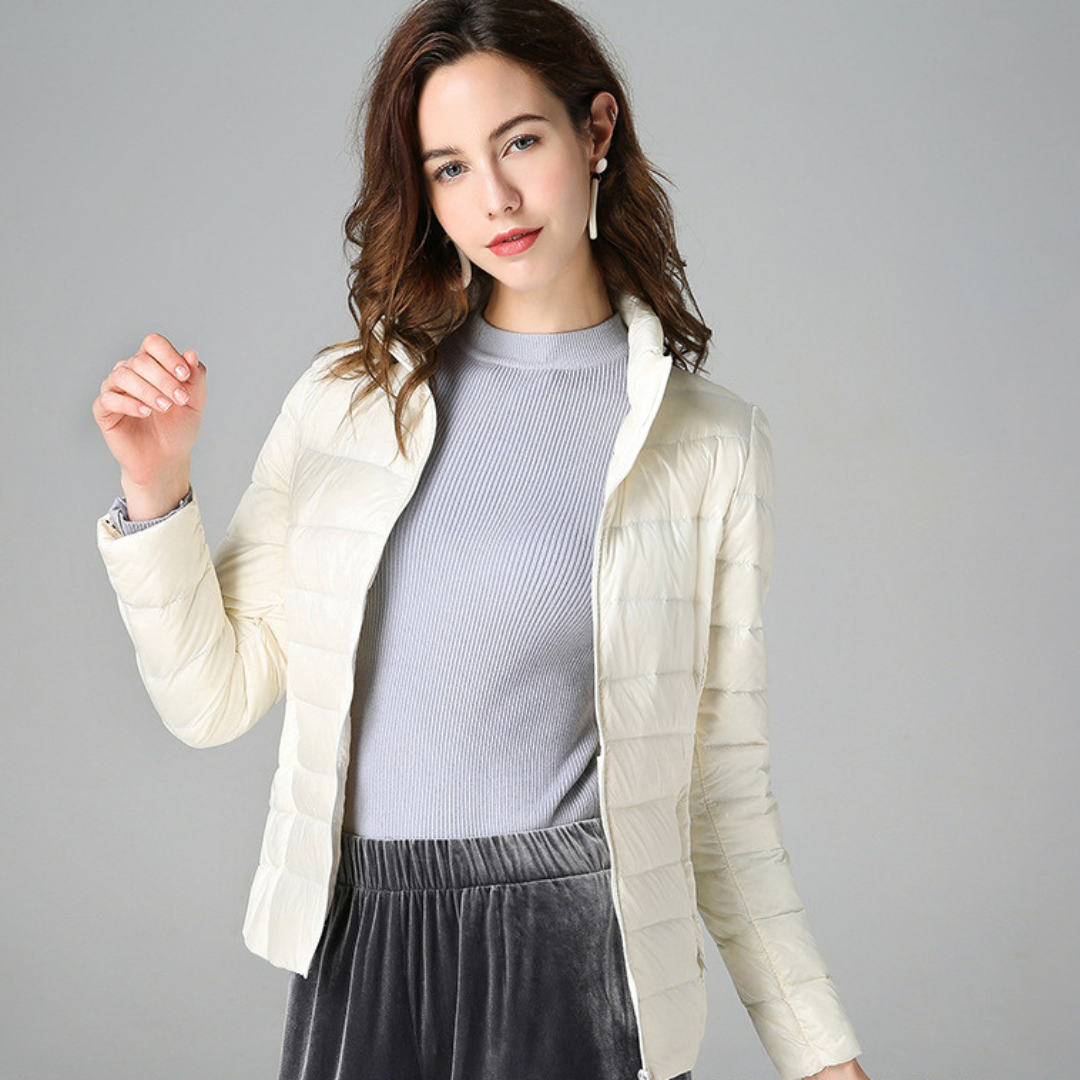 Fencine | Women's Packable Down Jacket – Ultra-Light Puffer Jacket — White