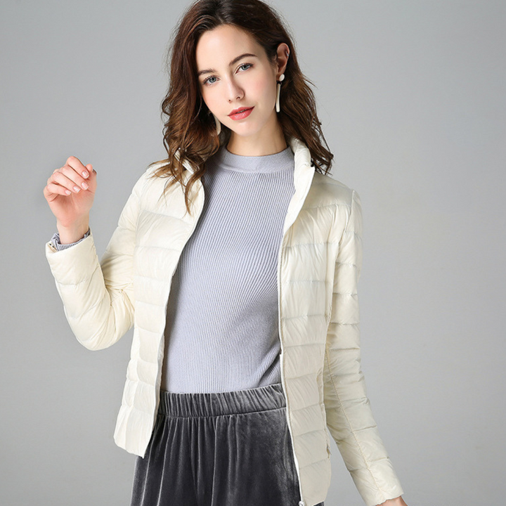 Fencine | Women's Packable Down Jacket – Ultra-Light Puffer Jacket — White