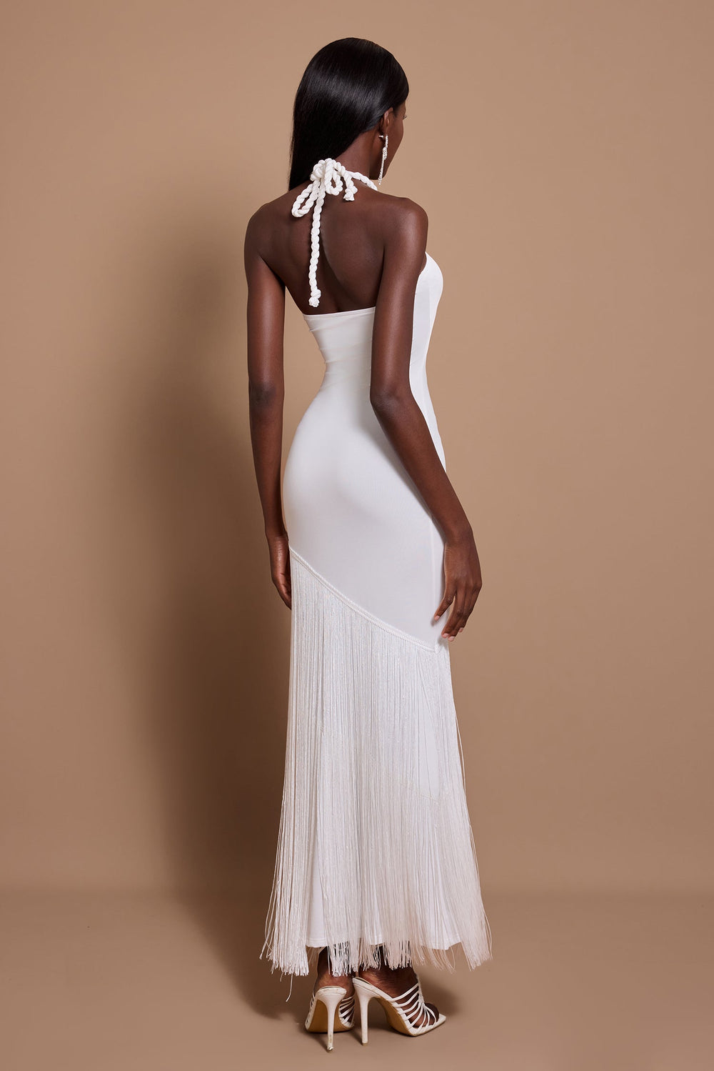 Fenlise — Halter Neck Cut-Out Tassel Maxi