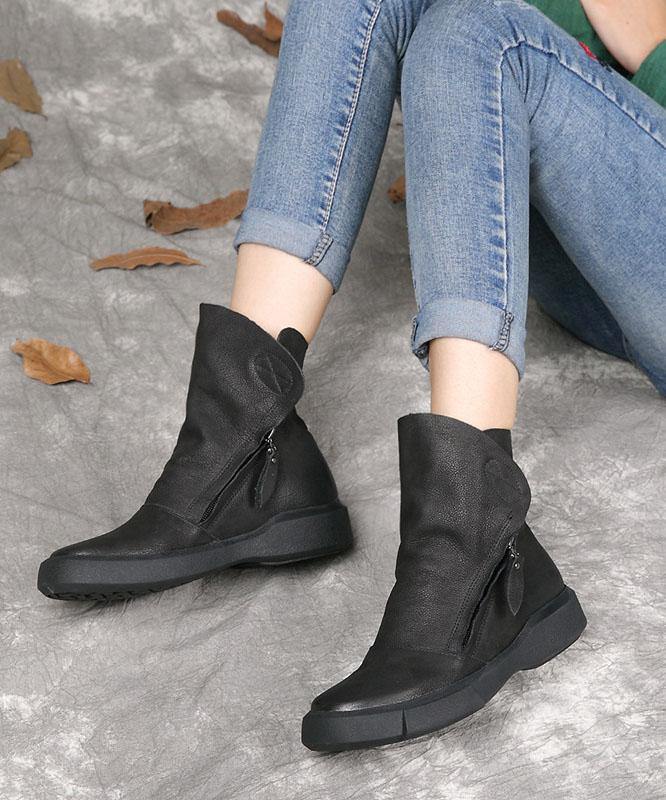 Fennsia | Women's Side-Zip Cowhide Leather Boots