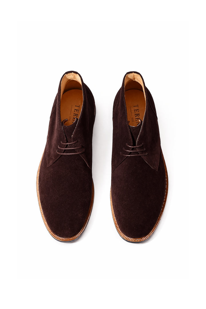 Ferdinand | Men's Western Style Knee-High Santino Suede Chukka Boots - Espresso Brown — 2