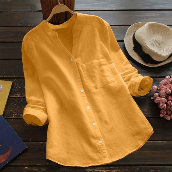 Long sleeve casual shirt front angle on studio background.
