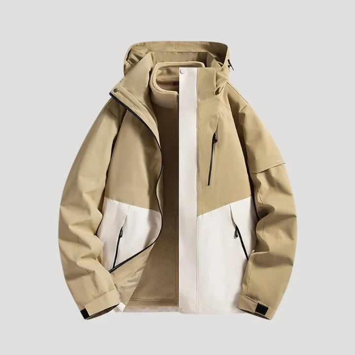 Fioessa | Women's Hooded Zip Front Outdoor Jacket — Beige