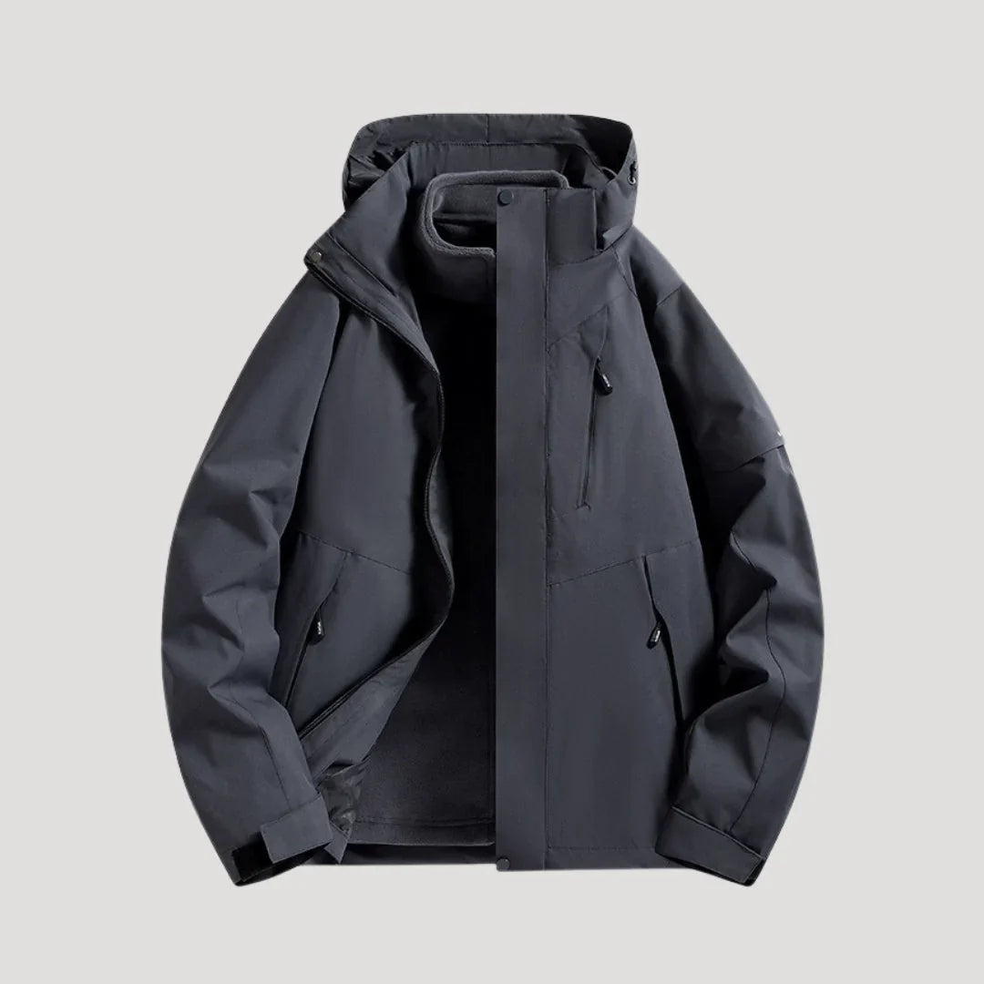 Fioessa | Women's Hooded Zip Front Outdoor Jacket — Black