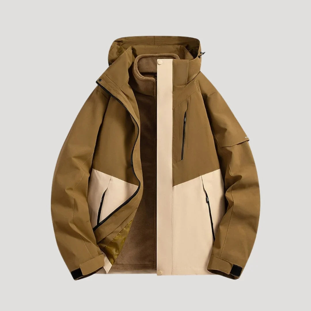 Fioessa | Women's Hooded Zip Front Outdoor Jacket — Brown