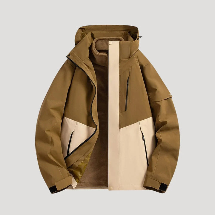 Fioessa | Women's Hooded Zip Front Outdoor Jacket — Brown