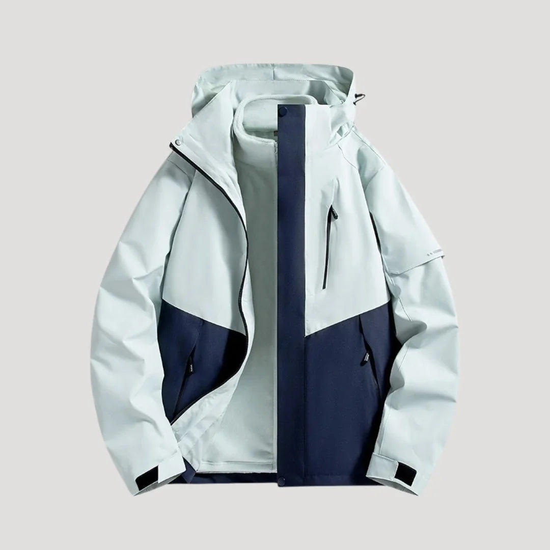 Fioessa | Women's Hooded Zip Front Outdoor Jacket — Dark Blue