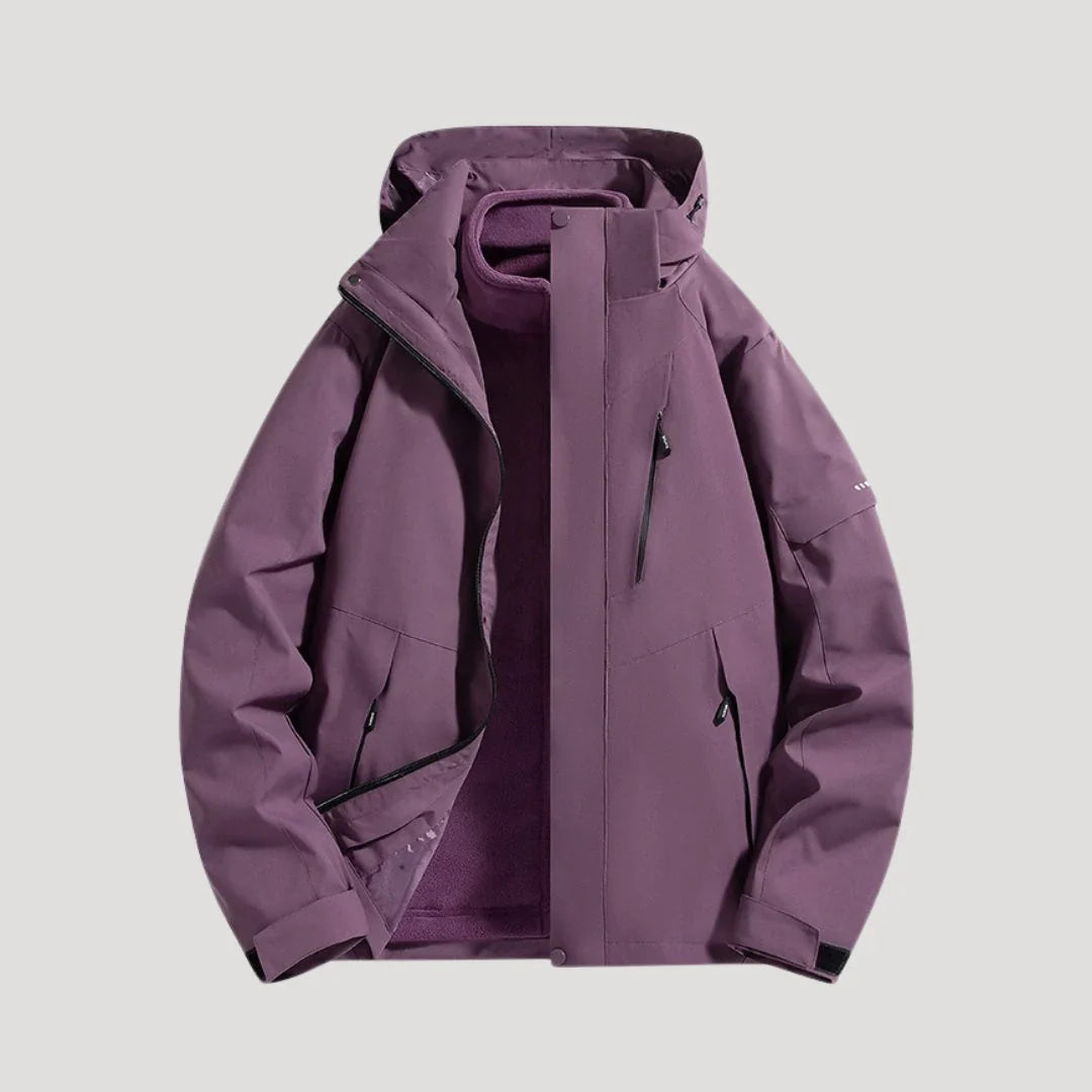 Fioessa | Women's Hooded Zip Front Outdoor Jacket — Purple