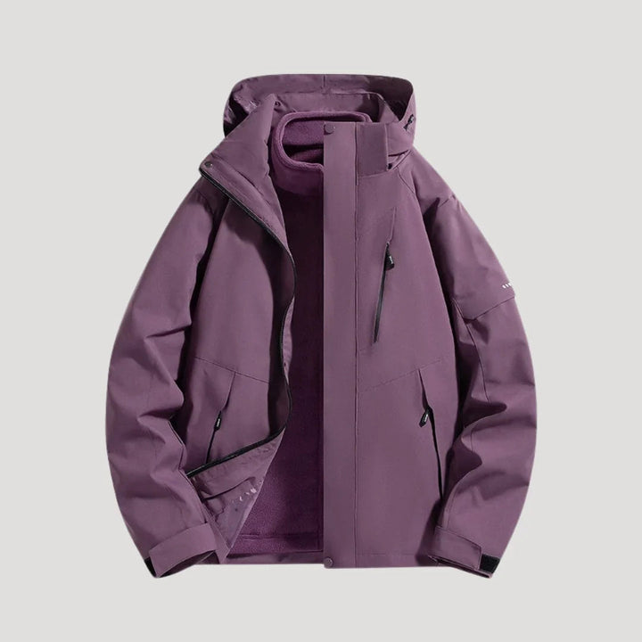 Fioessa | Women's Hooded Zip Front Outdoor Jacket — Purple