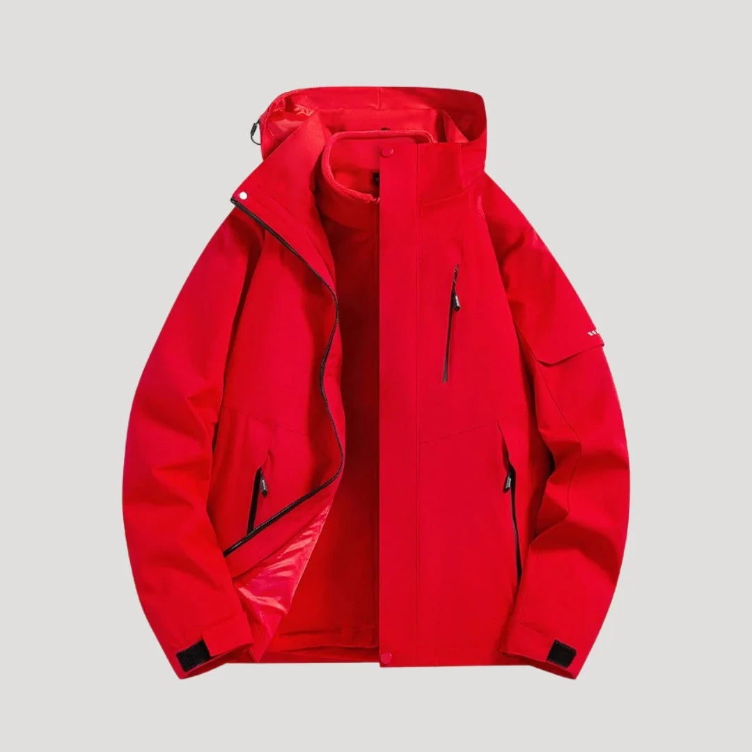 Fioessa | Women's Hooded Zip Front Outdoor Jacket — Red