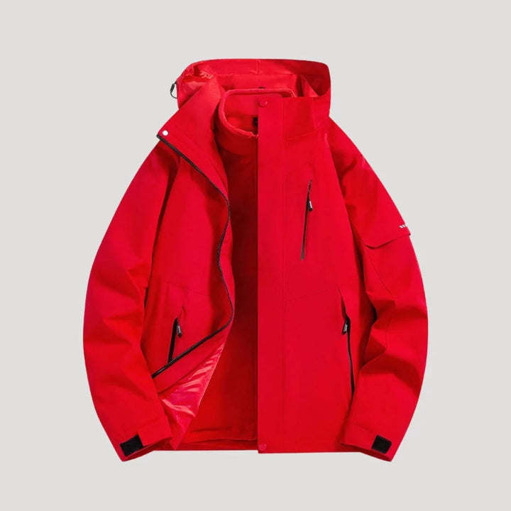 Fioessa | Women's Hooded Zip Front Outdoor Jacket — Red