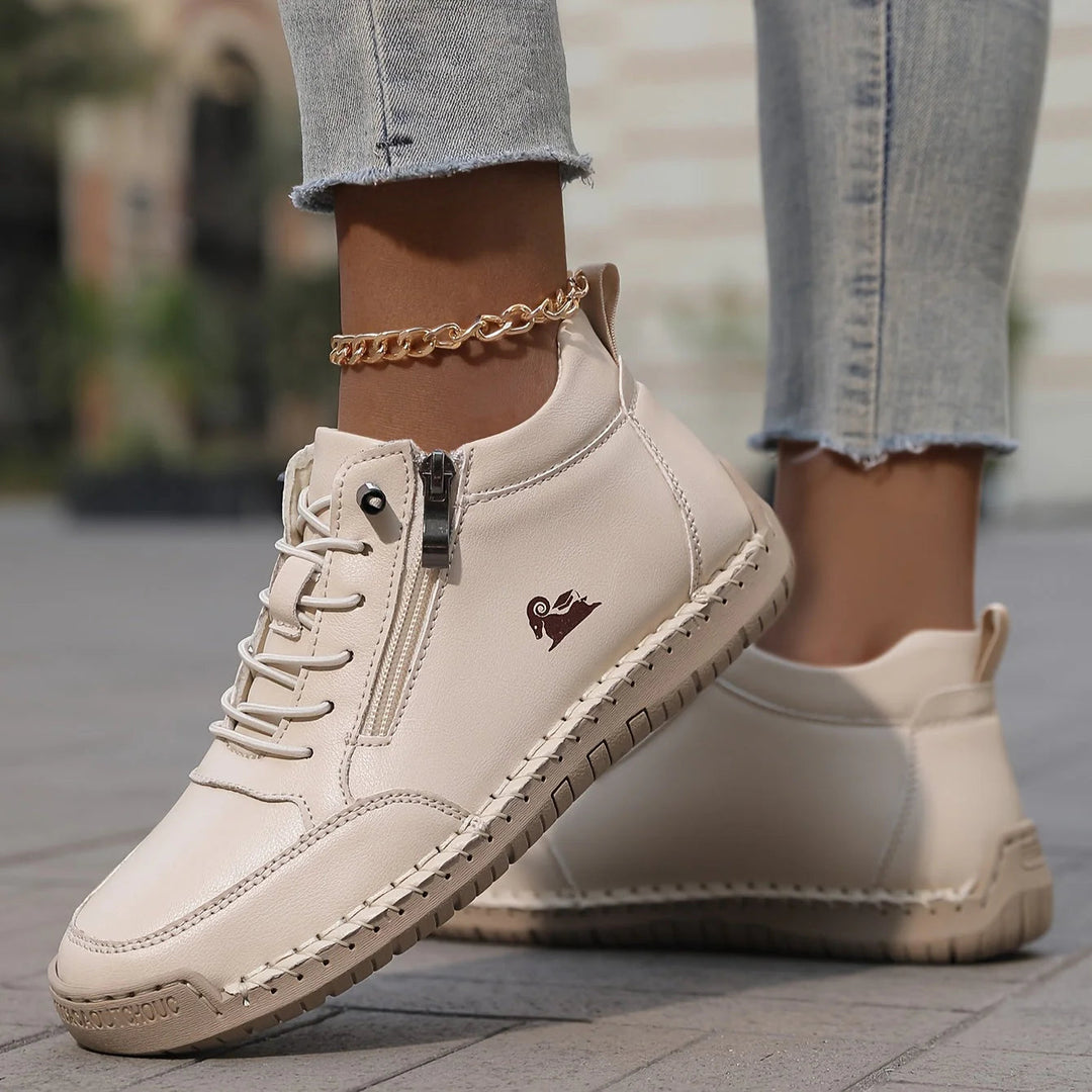 Fioraria | Women's Zip-Up Ankle Boots — Beige