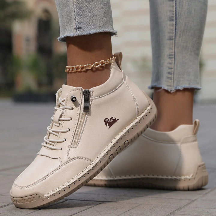 Fioraria | Women's Zip-Up Ankle Boots — Beige