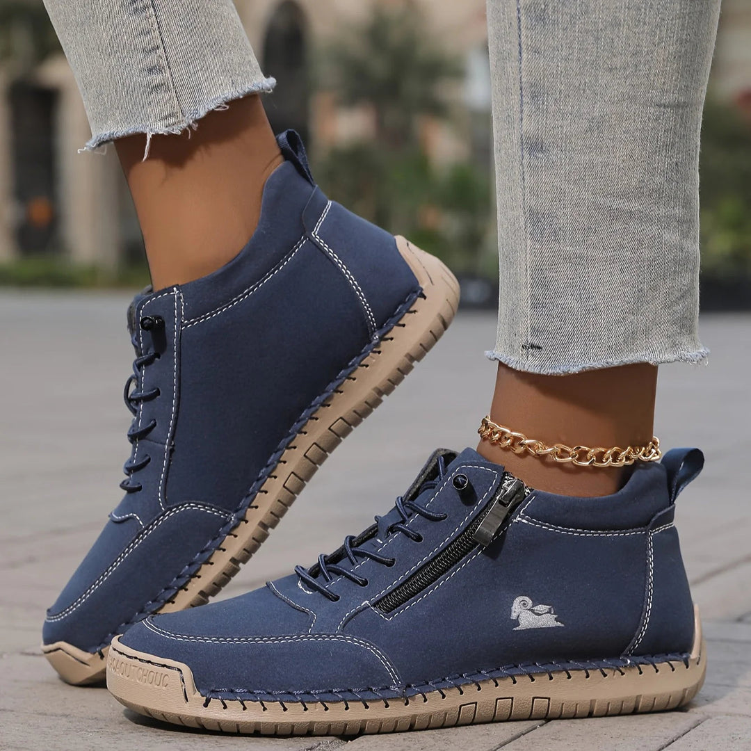 Fioraria | Women's Zip-Up Ankle Boots — Navy Blue
