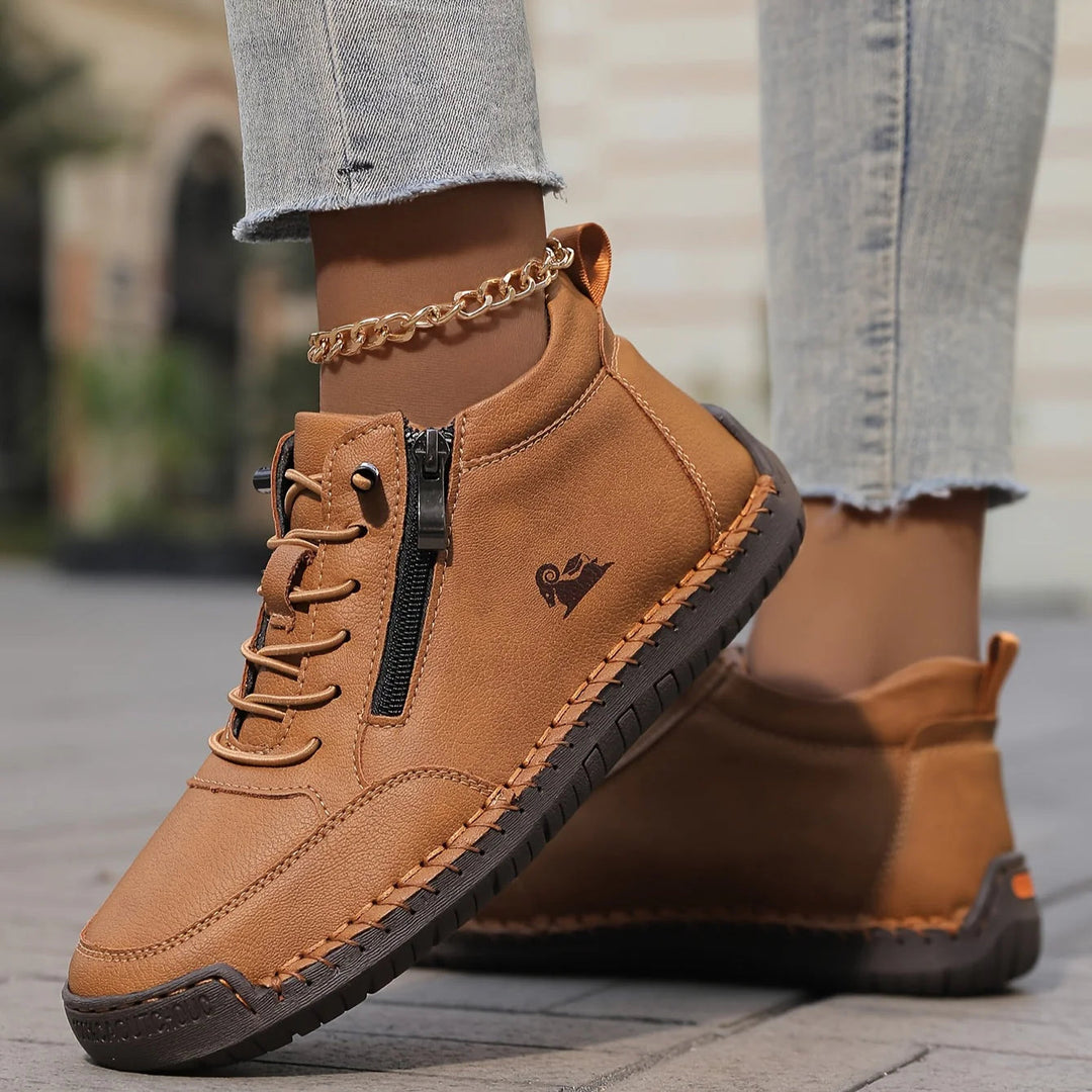 Fioraria | Women's Zip-Up Ankle Boots — Olive Brown