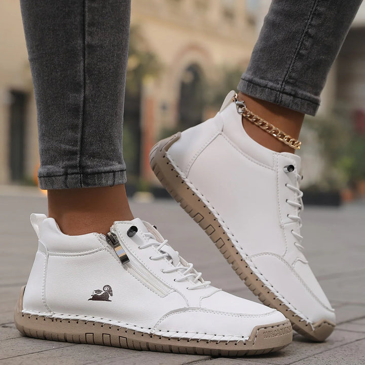 Fioraria | Women's Zip-Up Ankle Boots — White